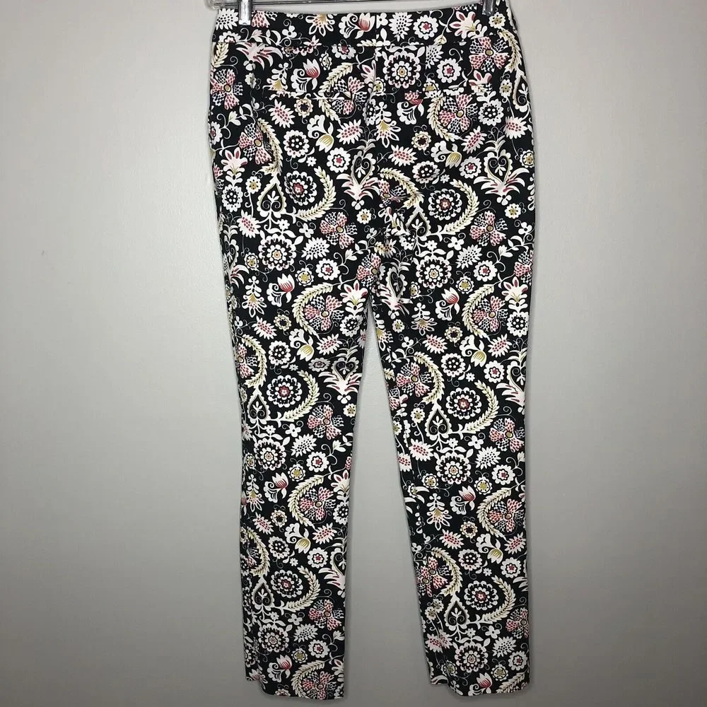 Boden Women's 6R Black Tropic Charm‎ Tapered Leg Dress Trouser Pants